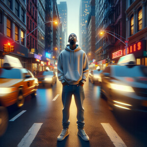 3-D image of a young African-American male he’s standing off a f...