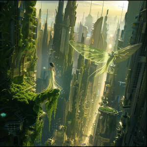 Imagine a utopian future of sea moss and winged gods and goddess...