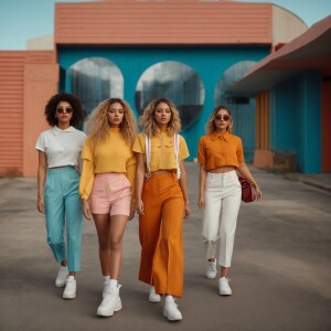 Young students dressed in fashionable outfits