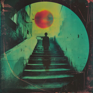 Create a piece of art that combines elements of hypermodernism,...