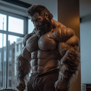 Lycan hairymuscles showing off full body view