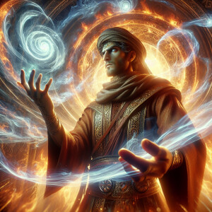 A sorcerer summoning a magical creature (8k, RAW photo, best qua...