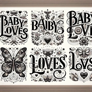 Design a series of highly detailed logos for "Baby Loves" featur...