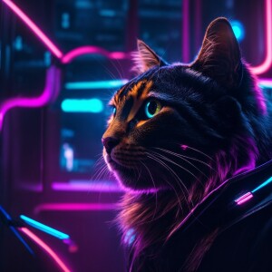 Cyberpunk | Design a cyberpunk-themed artwork of black lov...