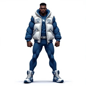 A frontal T pose full body concept illustration of A powerful bl...