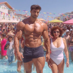 Hyoerrealism photo painting,a muscular beefy kashmiri son in law...