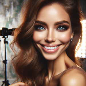 Professional photo studio, Beauty portrait of smiling young Mari...