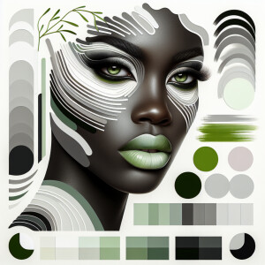 Create a sophisticated color palette with a mix of white, variou...