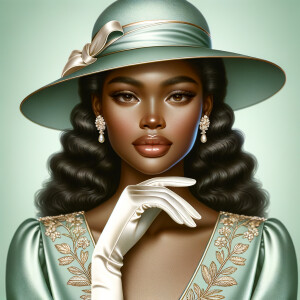 Imagine a portrait of a light-skinned African-American woman wit...