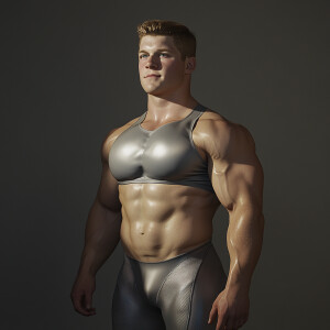 Create a hyper-realistic frontal full-body image scan of Brian B...