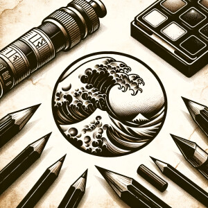 Create logo of design company called Riptide. Logo should be bl...