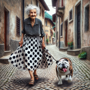 hyper-realistic hyper detailed whimsical image of an elderly wom...