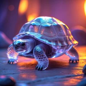 A realistic tortoise with its entire shell and skin crafted from...