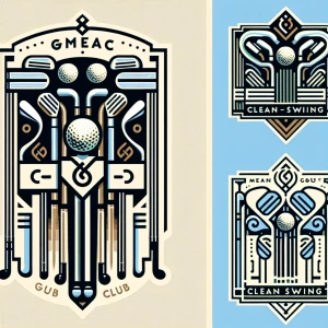 Create an Art Deco-inspired logo for "Clean Swing," a high-end b...