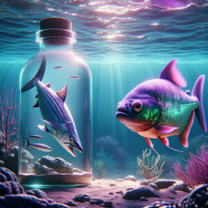 Realistic
Ocean
Purple neon green piranha
Looking at a barracud...