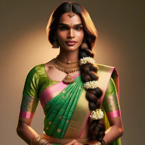 "A traditional South Indian transgender standing and facing the...