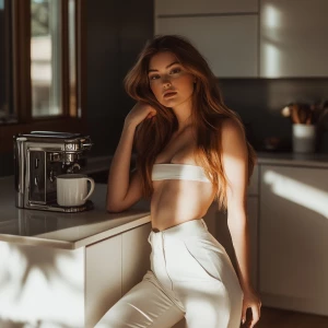 A stunning, photograph depiction of a light brown haired supple...