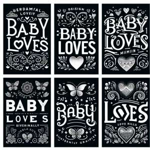 Design a series of highly detailed logos for "Baby Loves" featur...