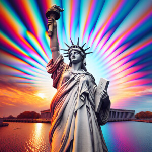 Surreal Optical Illusion. The Statue of Liberty