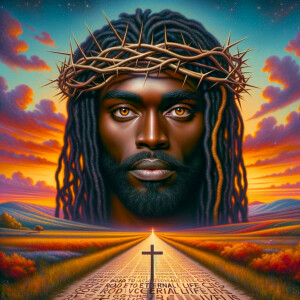 Create a hyper-realistic portrait of an African-American Jesus w...
