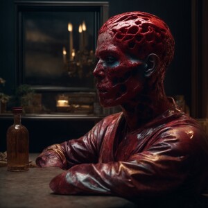 A zombie looking for his brain,  egxrated confused look on zombi...