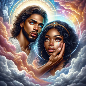 Ensure that the image distinctly represents both Jesus Christ an...