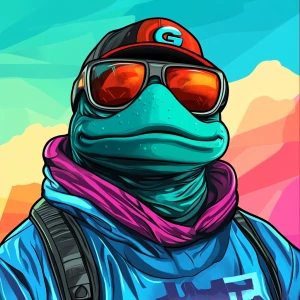 MEME PEPE in GTA art style,  Make is a super hero with more shad...
