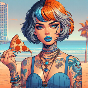 Create a 4K quality anime-style illustration of GTA 6 featuring...