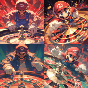 Mario playing roulette