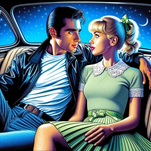 high resolution glossy art image Danny from Grease and his blue...