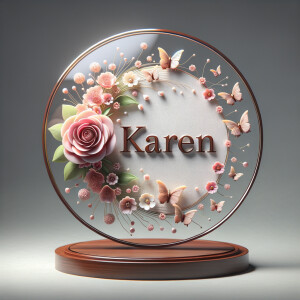 "Create an image of a 3D nameplate design that includes the name...
