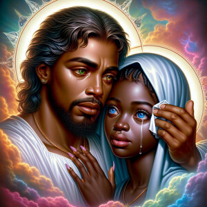 Ensure that the image distinctly represents both Jesus Christ an...