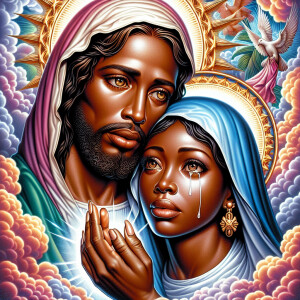 Ensure that the image distinctly represents both Jesus Christ an...
