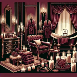 "Illustrate a luxurious spa-like setting that resembles a high-e...