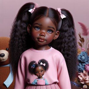 Refine the 3D realistic image of a four-year-old African-America...