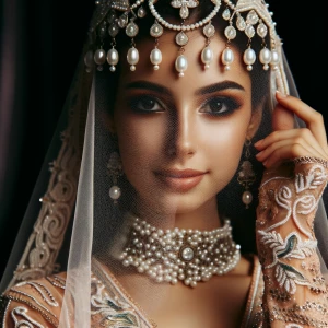 Belly dancer dengan penutup wajah mutiara