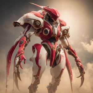 A powerful, stylized figure, humanoid but with bio-mechanical ex...