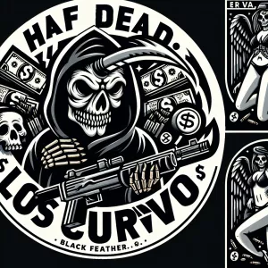 Design a bold circular and edgy logo with and the name ('HALF DE...