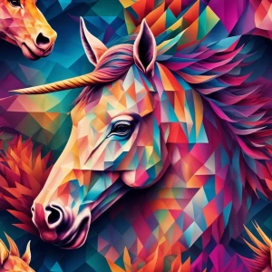 Create an image of a unicorn head tattoo designed with strong ge...