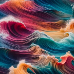 Generate an image of massive waves composed of various vibrant c...