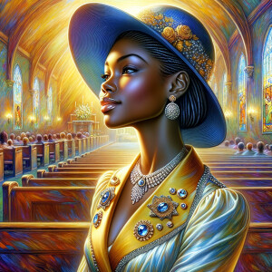 A spiritually enriching illustration portrays an African America...