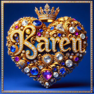 VCraft a 3-D image showcasing the name 'KAREN' in a luxurious go...