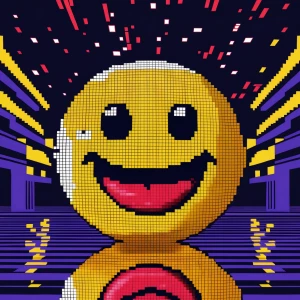 ,Smiley, pixel style art
