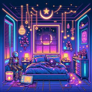 Bedtime Bliss**
   *Prompt:*
   "Illustrate a cozy bedroom with...