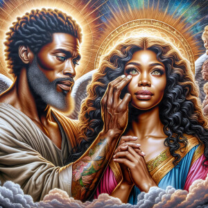 Ensure that the image distinctly represents both Jesus Christ an...