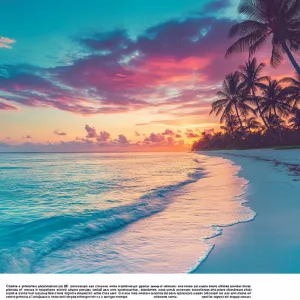 "Create a photorealistic 8K image of a tropical beach at sunset,...