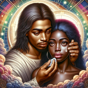 Ensure that the image distinctly represents both Jesus Christ an...