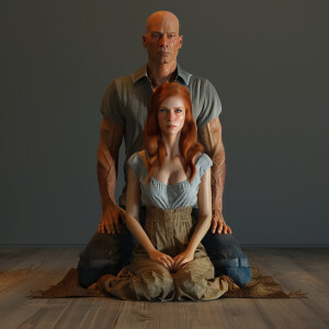 A photorealistic high resolution image. Light ginger haired fema...
