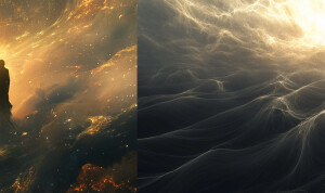 imagine empty space filled with light moving like a  wind blow -...