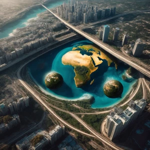 Depict a futuristic version of Earth in the year 8832, illustrat...